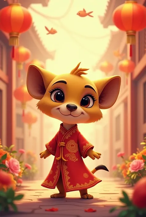 Timon chibi wear ao dai in Tet holiday