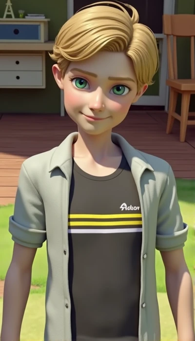 Create Photo of Boy Adrien agreste as hungry and stomach growling and happy smile put his hand in his stomach growling