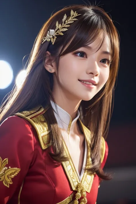 
 1 girl, ( is wearing a bright red idol costume:1.2),  Very beautiful photo collection of Nogizaka idols, 
(RAW photo,  best quality ), (Realistic,  photorealistic :1.4), (masterpiece), 
    of the texture {x} ,  very detailed , 2k wallpaper,  is amazing,...