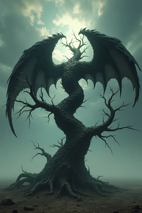 Tree of Death with Half Angels Wing and Half Devils Wing