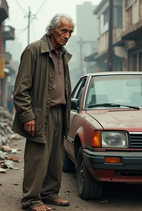 AN OLD MAN POOR STANDING WITH HONDA CIVIC 11 GENERWQTION