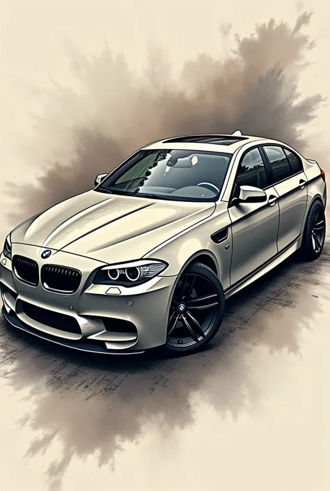 Bmw series 5 from 2014 like a tattoo on arm
