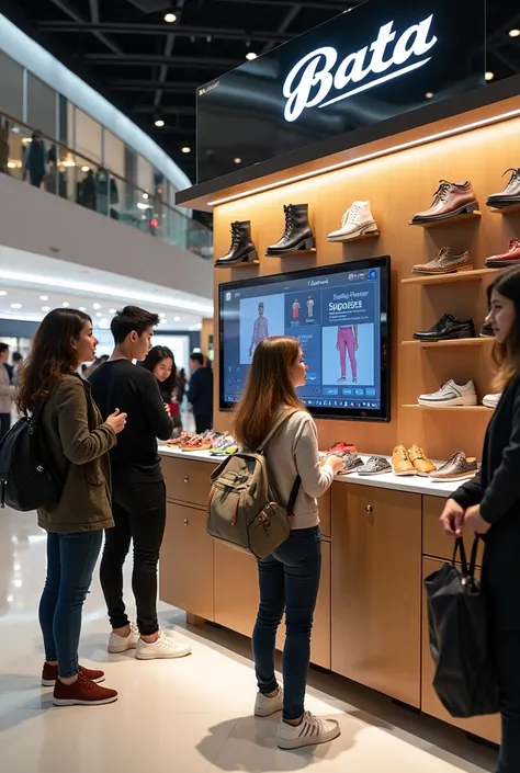 a customization kiosk in a mall for bata