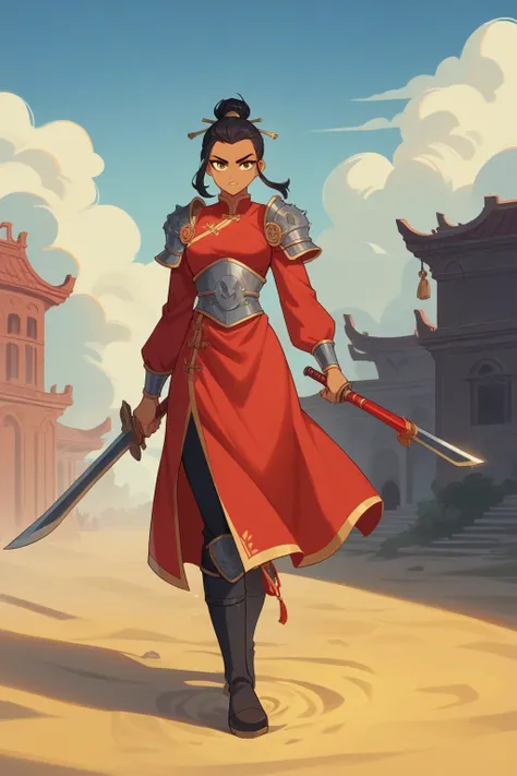 score_9, score_8_up, score_7_up, score_6_up, score_5_up, score_4_up,

 source_anime, Chinese style, ancient battlefield, an ancient Chinese female general, holding a sword in her hand, grim expression, 

, amazing facial features, 


red robe, armor, boots...