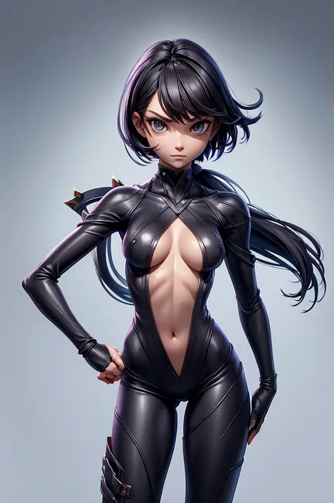 mascote  cute animal with weapons, girl,  mastery, realistic,  cute animal with weapons, gracious, Minimal and super crooked bodysuit [ slits at the waist and neon lines cutting fabric], very elegant,  super low-cut costume showing too much body , Showing ...