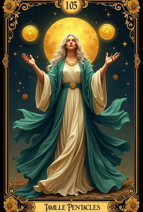 Tarot Cards「Pentacles 2 」Please create。 feels beautiful overall