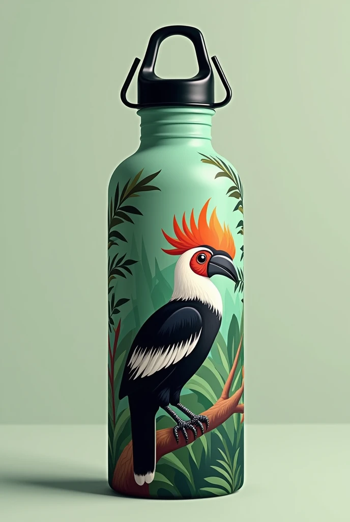 malaysian hornbill theme water bottle