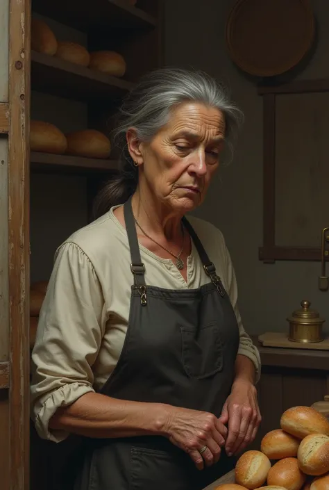 Bread shopkeeper woman who is sad