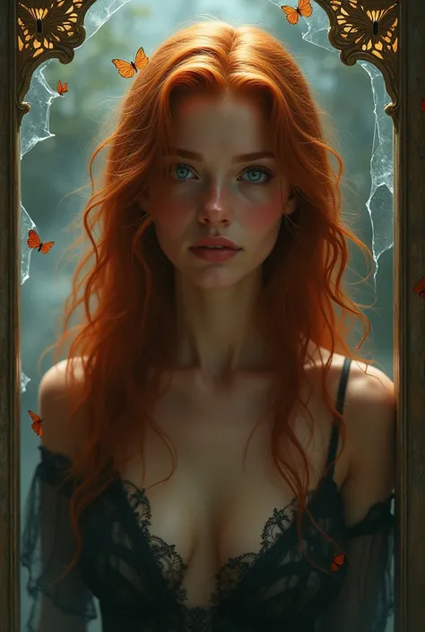 (solo, full body photo:1.3), (action packed:1.3), (haze, fog, mist:1.3), chiaroscuro, best quality, photorealistic, 1woman, (cute), (24yo:1.2), redhead, long ginger hair highly detailed, 1700S, digital photography, art by artgerm and ruan jia and greg rutk...