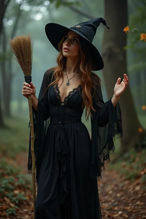 Witch masturbating with a broom