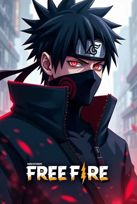 COOL  aggressive   OBITO with his mask X FREE FIRE EPIC GAMING LOGO ALSO PUT FREE FIRE stylish TEXT THAT MATCH WITH LOGO IMAGE 