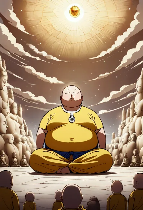 Saitama、 round sunglasses , Feeling a little fat, Meditating, heaven,、 Buddha Is Watching 