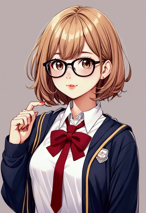 Short hair nerdy colleg girl