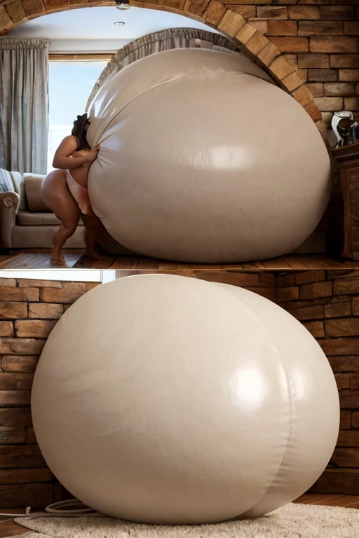 realistic feral female animal inflation, huge overinflated belly, gigantic hyper inflated belly, toes showing, animal inflation, swollen inflated limbs, body inflation, high resolution, swollen puffy looking body, huge inflated booty cheeks, hose going int...