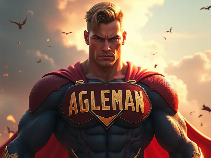 The letters Agileman should be written on his shirt. And he should look like a super hero