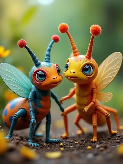 Create cute realistic insects as colorful toys