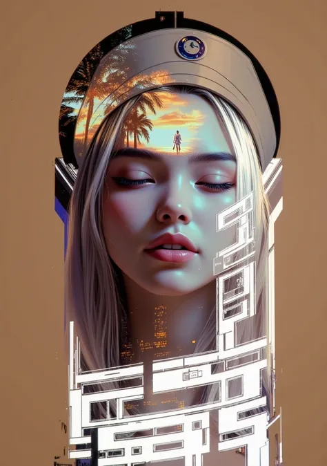 high quality, 8K Ultra HD, A beautiful double exposure that combines an goddess silhouette with sunset coast, sunset coast should serve as the underlying backdrop, with its details incorporated into the goddess , crisp lines, The background is monochrome, ...