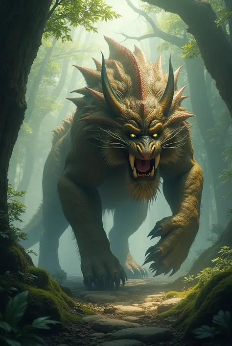 tiger and dragon are  hybrid 
become e hybrid monster

in forest

aggressive look

