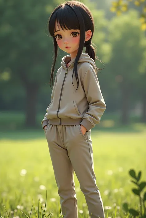 A girl in a tracksuit without a snake