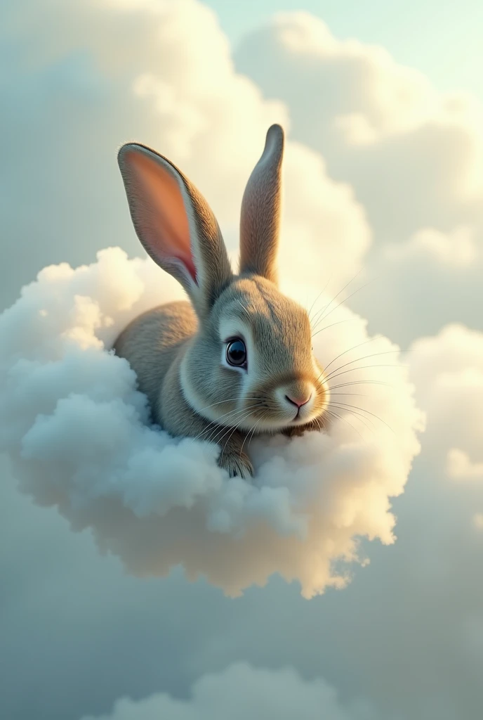 Draw a male rabbit in a cloud