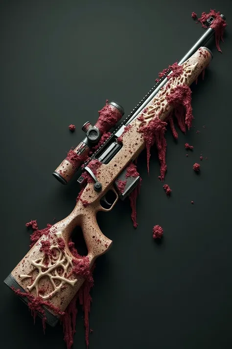 Sniper firearm with bone design and rotten meat