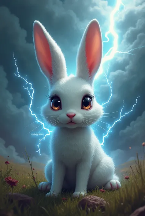 A cute and scary rabbit with Storm(mutant from xmen)