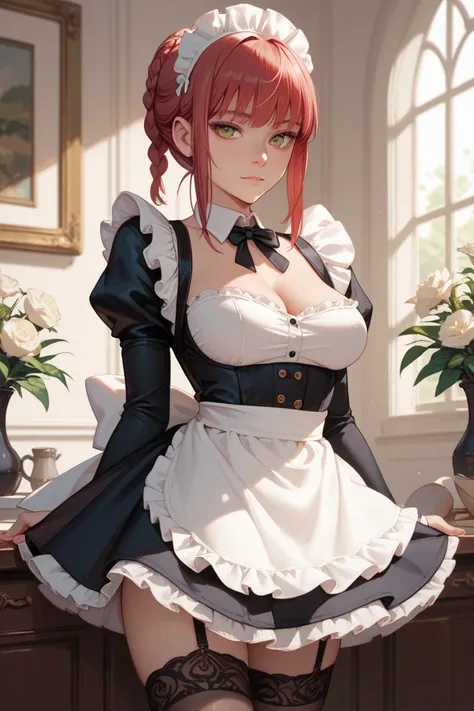 makima, maid, black stockings, high resolution