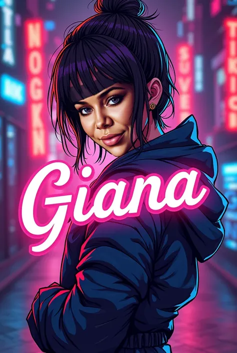 Create a sticker with the name Giana and the theme of Intensely 2