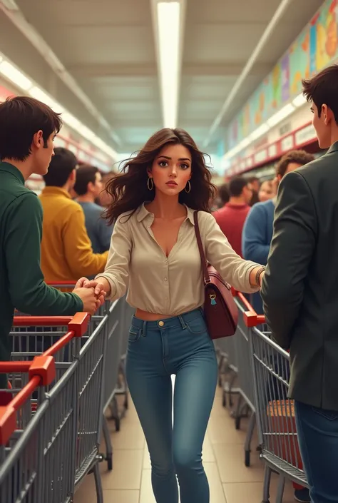 A women skipping line in the grocery store