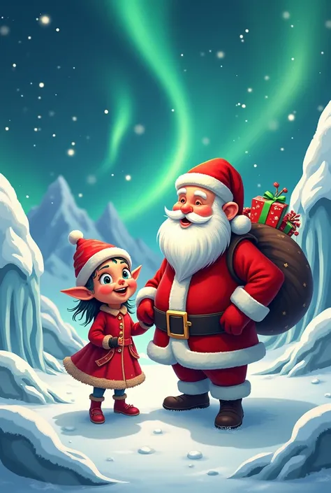 Mamanoela and Santa Claus at the North Pole