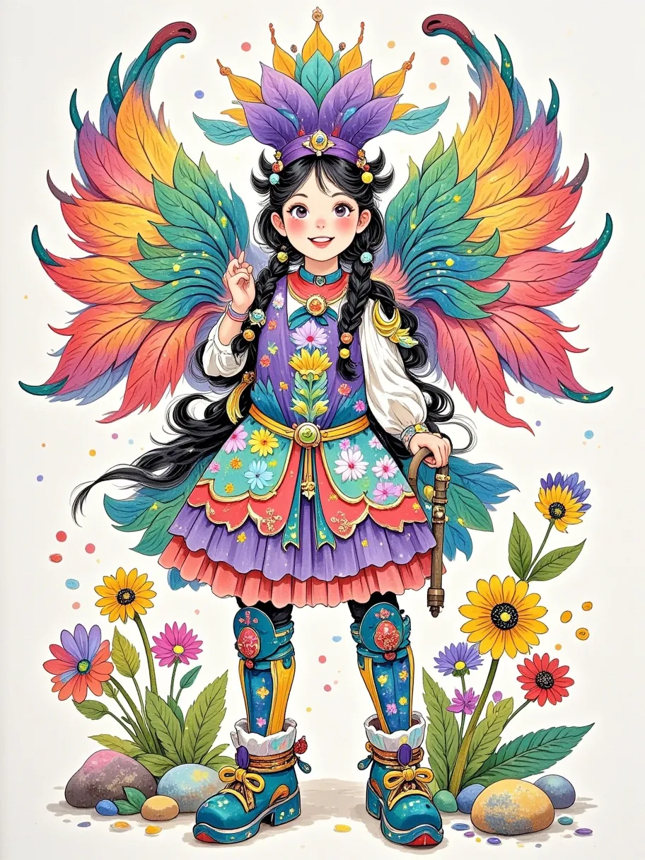 future tech mecha , flower fairy, modeled after a flower ,  designed as a mecha fighter , whole body覆盖着自然色彩的装甲, , equipped with ...