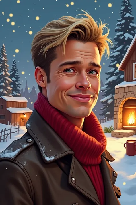 I would like to ask a christmass card with Brad Pitt when he was 30 years old.