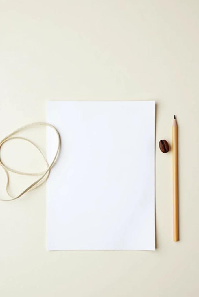 An image of a blank sheet with a coffee bean on the side
.  Close on sheet . And a pencil  