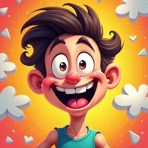 make a funny face cartoon for youtube cover pic 