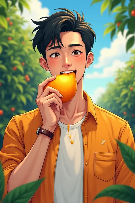 
A man is eating mango fruit
Anime picture size 1:1 