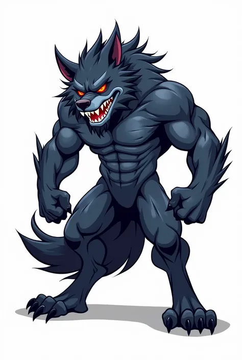 score_9, score_8_up, score_7_up, score_6_up, source_furry, solo, dof, white background, Flasheart, werewolf,anthro, dark blue fur, red highlights, muscular,wide body,sfw nude body, full-length portrait,sweating, cinematic, dynamic angle,flawless artwork,((...