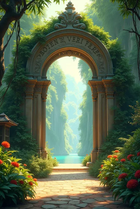 I want an image of the entrance to the beautiful paradise that says Veri Free