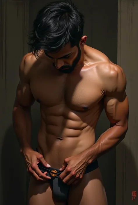 Indian guy holding his penis and nipples