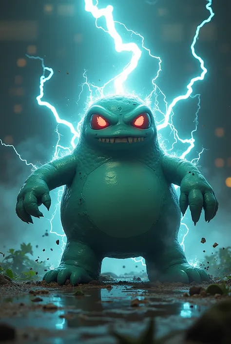 Pokemon Grimer with lightning generating electricity 