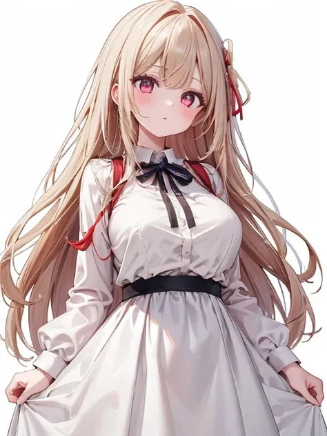  1 girl、 long hair、Alone、非常に long hair、 dress、bangs、白い dress、 clevis、, big breasts、