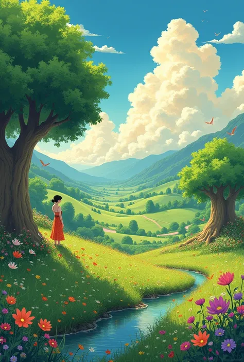 a very beautiful landscape in anime studio Ghibli style 