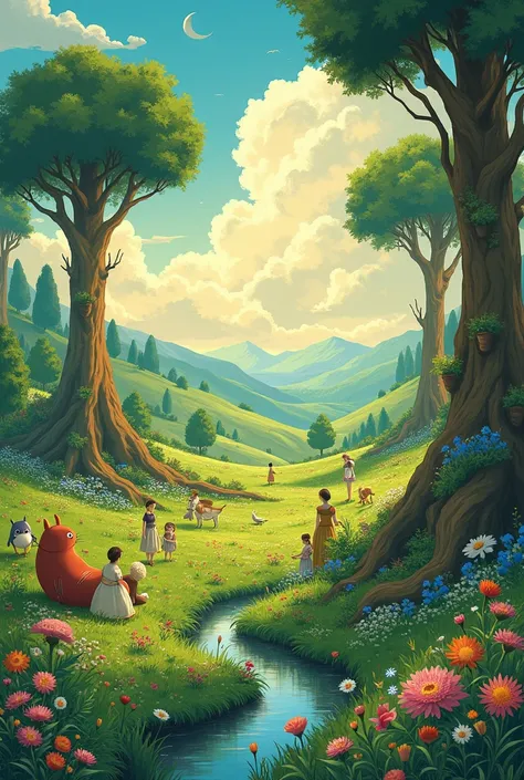 a very beautiful landscape in anime studio Ghibli style