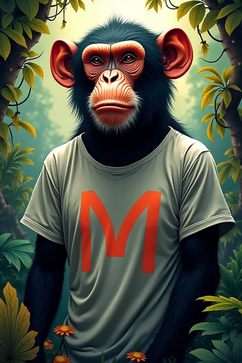 Definitely art monkey with t-shirts and background with jangal