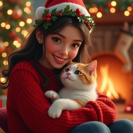 christmas ava with a cat 