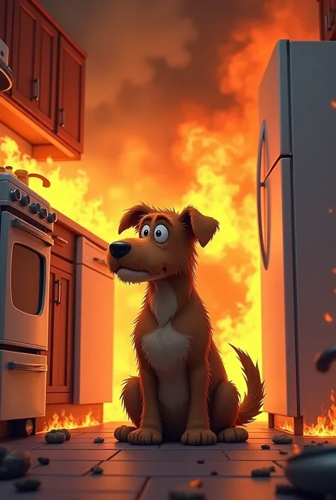 Perro Coninero doesnt realize that the kitchen is burning
