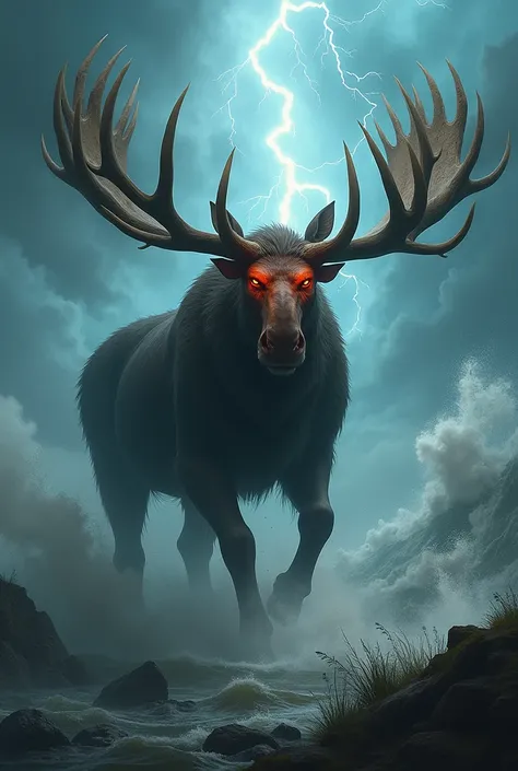  Moose hurricane element with smoke and red eyes