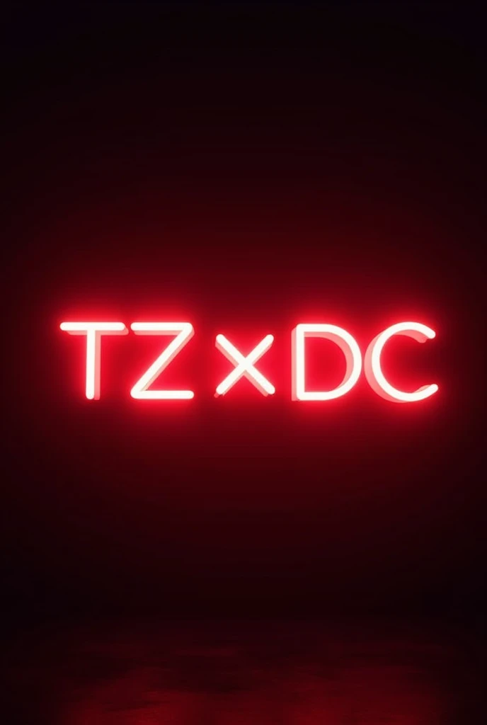 " TZxDC " in bold neon red letters on the black background. Letters TZ must be capital. Letters DC must be capital. 