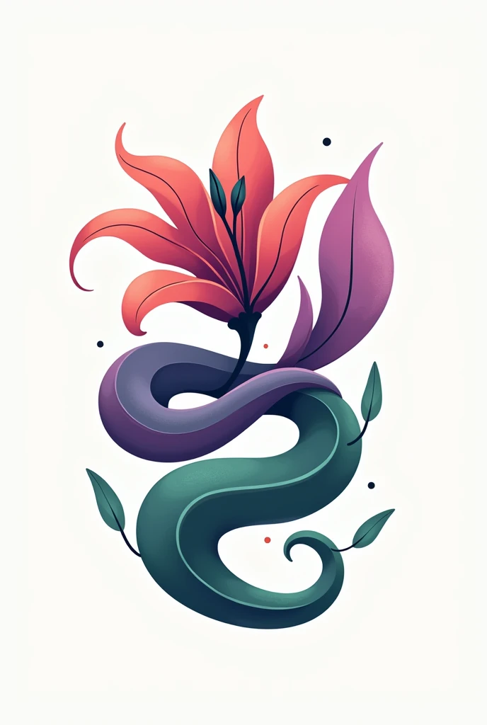 draw a basic logo about lily flowers and snake, make sure the logo is modern, suitable for the teenagers and colorful