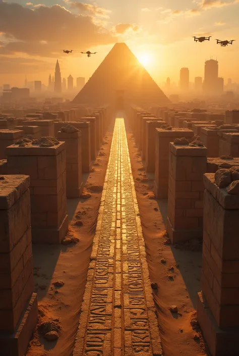  remains intact. A dynamic, cinematic shot that begins at the ruins of Mesopotamia at dawn ,  with an ancient ziggurat in the foreground surrounded by structures surrounded by crumbling mud .  As the camera progresses slowly ,  the ruins begin to be restor...