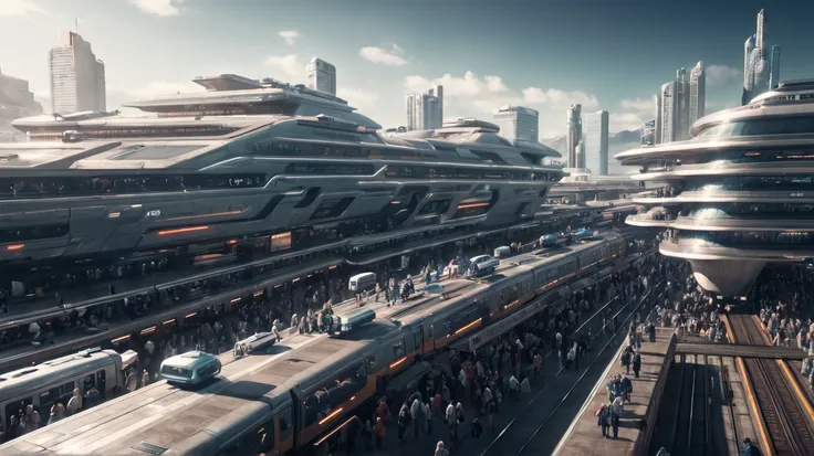 Busy Train Station, sci-fi